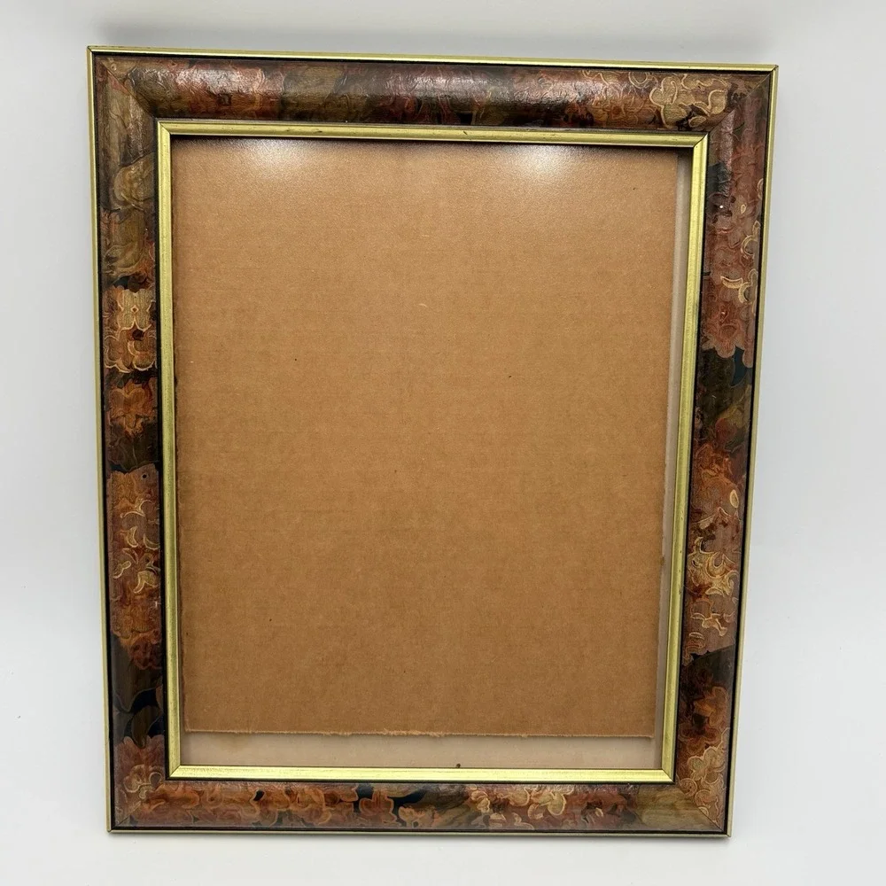Florentine Style Picture Frame 8x10 Gold Floral Painted 1990s Vintage Wall Hang